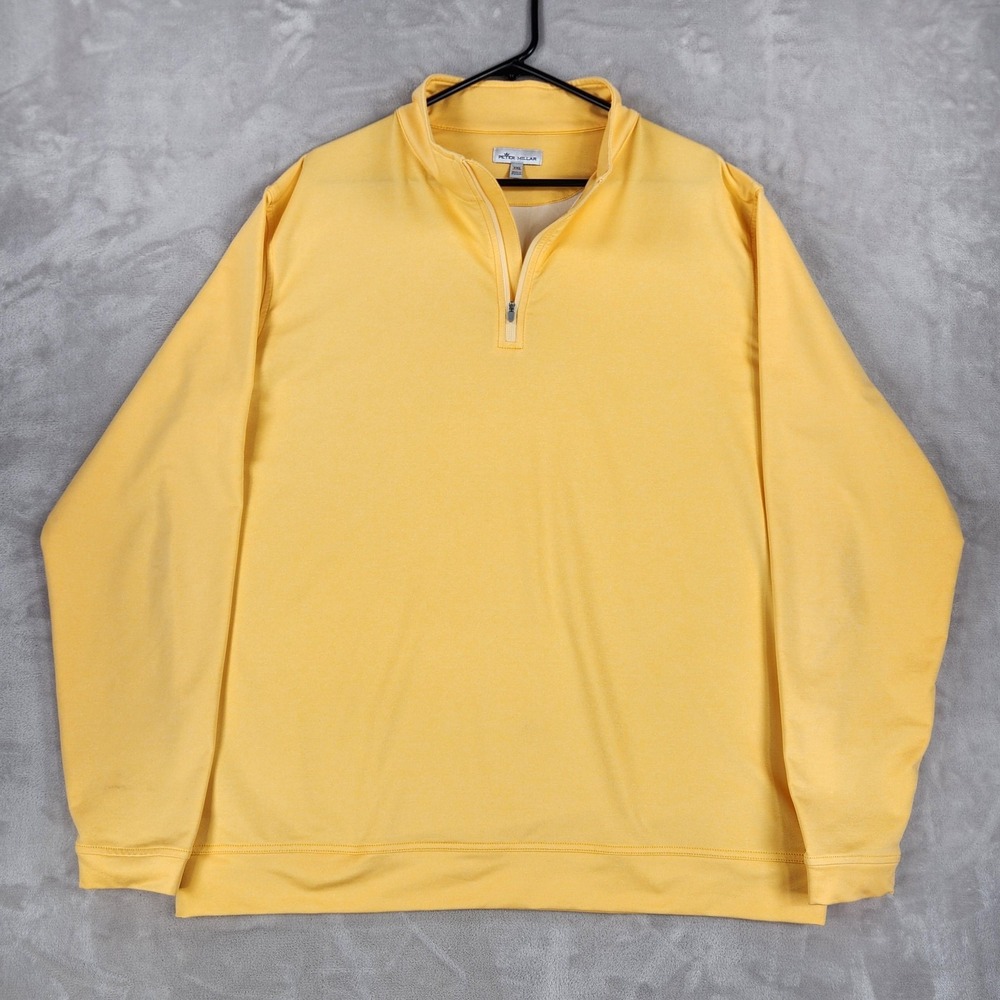 Peter Millar Mens 2XL Yellow 1/4 Zip Golf Performance Stretch Pullover MF22EK40B